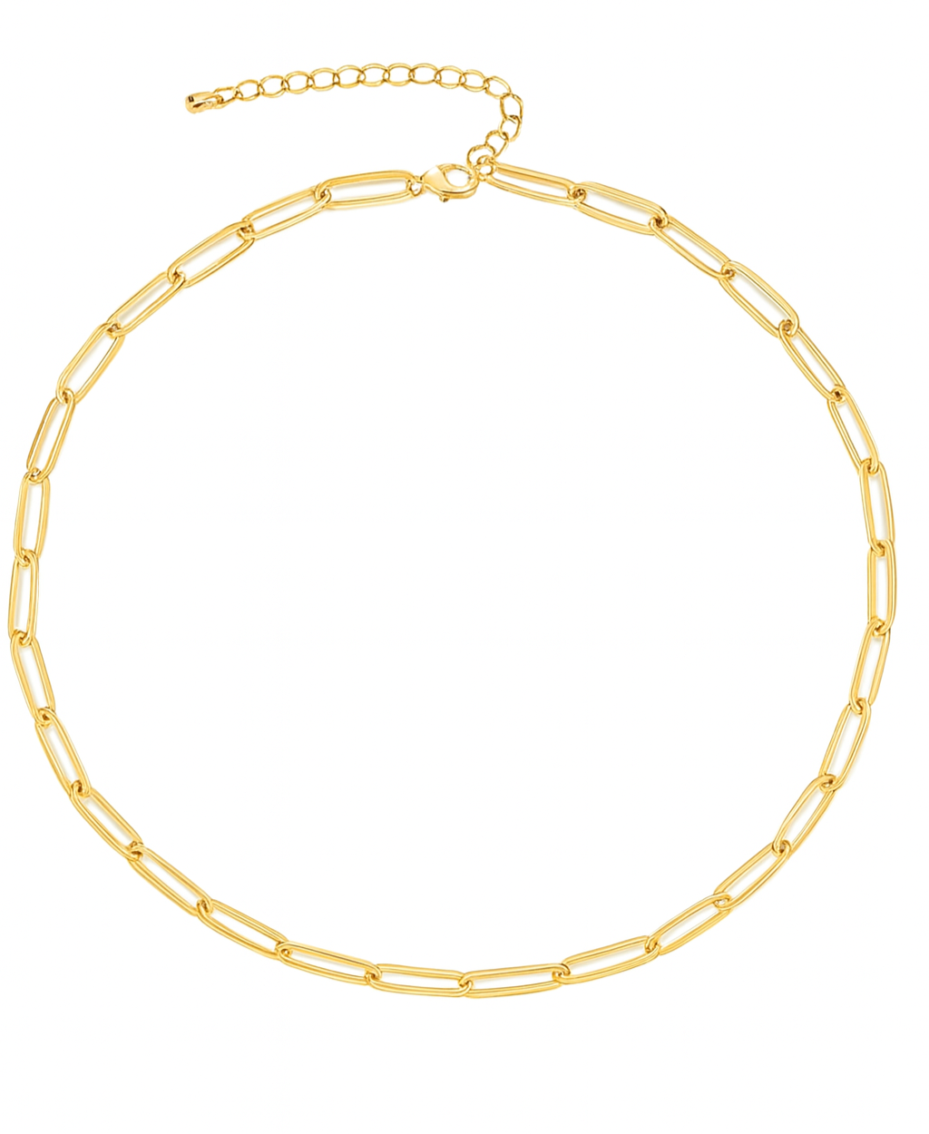 Gold chain necklace on a white background